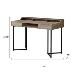 HomeRoots 22" Stylish Writing Desk with Two Drawers – Compact Modern Workspace for Home Office & Living Areas Dark Taupe,Black 333483