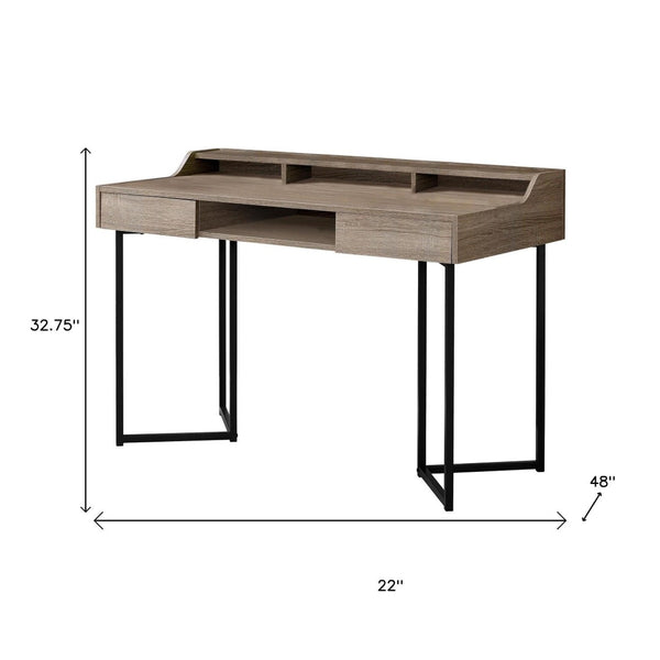 HomeRoots 22" Stylish Writing Desk with Two Drawers – Compact Modern Workspace for Home Office & Living Areas Dark Taupe,Black 333483