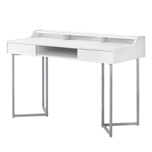 Homeroots 22" White And Silver Writing Desk With Two Drawers White,Silver  333484