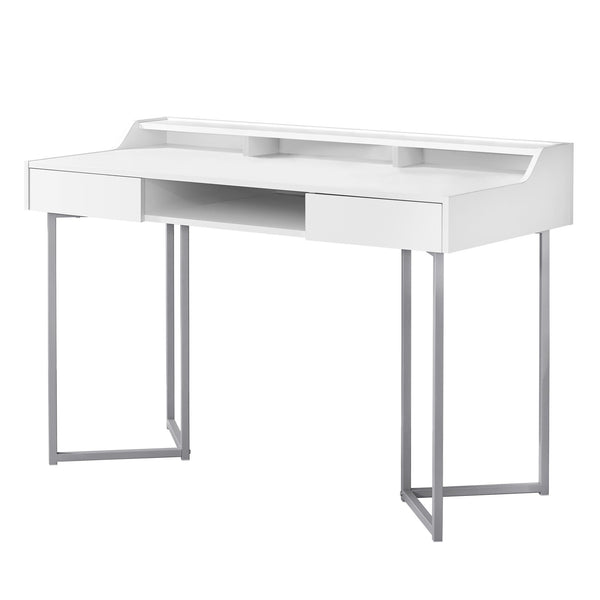 Homeroots 22" White And Silver Writing Desk With Two Drawers White,Silver  333484