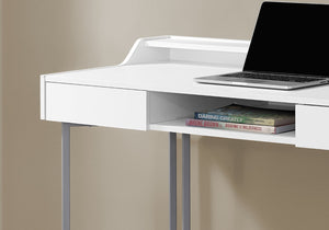 HomeRoots 22" Stylish Writing Desk with Two Drawers – Compact Modern Workspace for Home Office & Living Areas White,Silver 333484