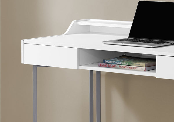HomeRoots 22" Stylish Writing Desk with Two Drawers – Compact Modern Workspace for Home Office & Living Areas White,Silver 333484