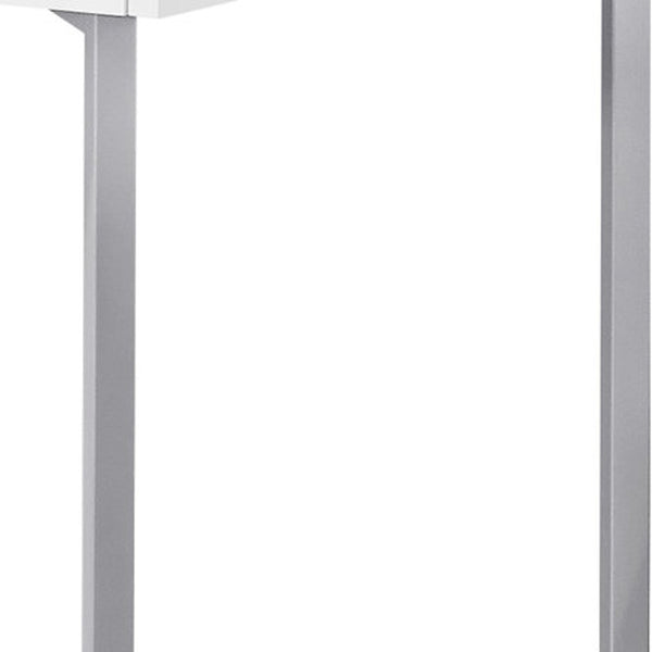 Homeroots 22" White And Silver Writing Desk With Two Drawers White,Silver  333484