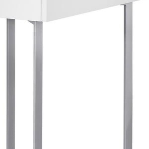 Homeroots 22" White And Silver Writing Desk With Two Drawers White,Silver  333484