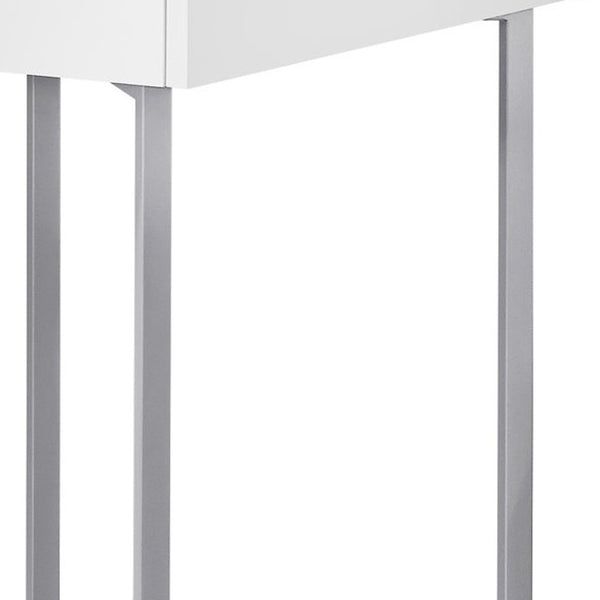 Homeroots 22" White And Silver Writing Desk With Two Drawers White,Silver  333484