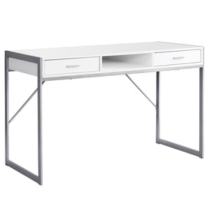 Homeroots 22" White And Silver Computer Desk With Two Drawers White,Silver  333486