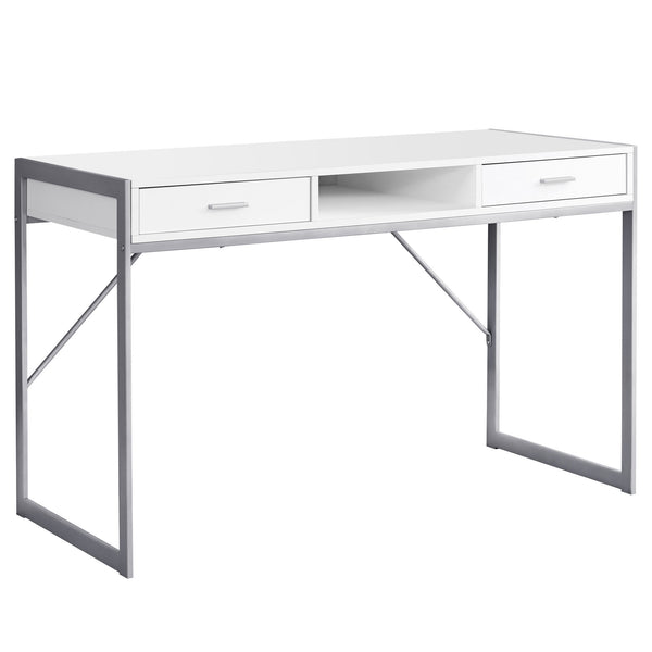 Homeroots 22" White And Silver Computer Desk With Two Drawers White,Silver  333486