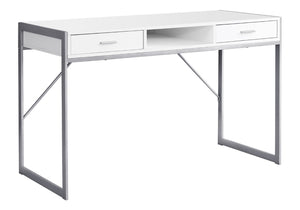 HomeRoots 22" Modern Computer Desk with Two Drawers for Stylish Home Office and Efficient Workspace Solutions White,Silver 333486