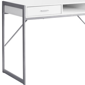 Homeroots 22" White And Silver Computer Desk With Two Drawers White,Silver  333486