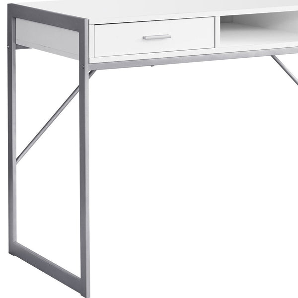 Homeroots 22" White And Silver Computer Desk With Two Drawers White,Silver  333486