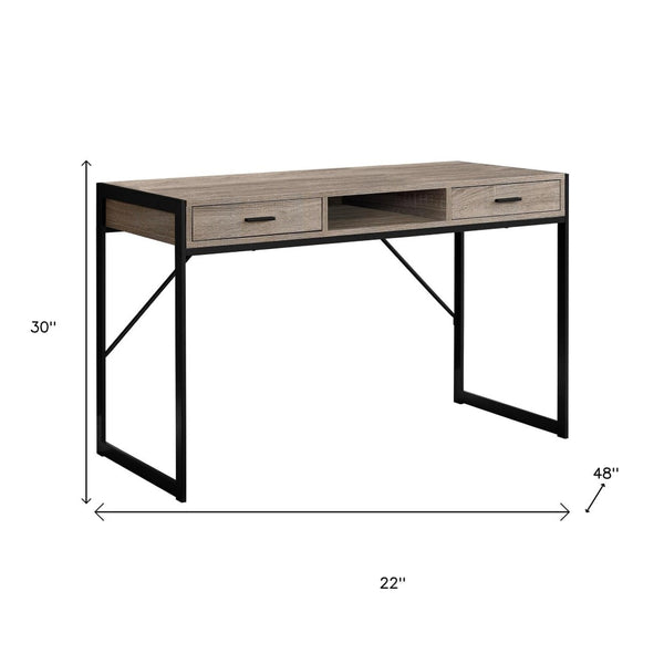 HomeRoots 22" Modern Computer Desk with Two Drawers for Stylish Home Office and Efficient Workspace Solutions Dark Taupe,Black 333487