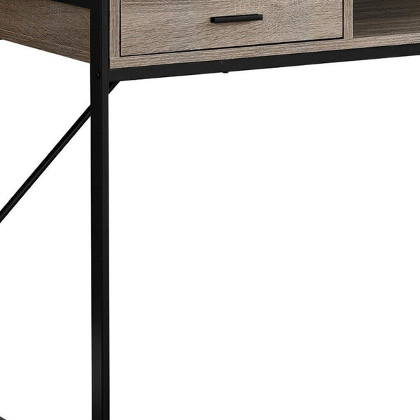 HomeRoots 22" Modern Computer Desk with Two Drawers for Stylish Home Office and Efficient Workspace Solutions Dark Taupe,Black 333487