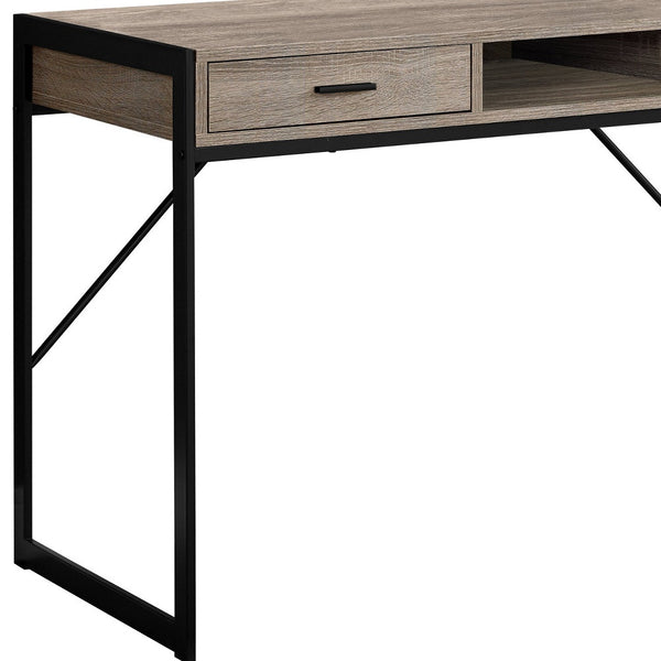 Homeroots 22" Taupe And Black Computer Desk With Two Drawers Dark Taupe,Black  333487