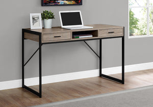 HomeRoots 22" Modern Computer Desk with Two Drawers for Stylish Home Office and Efficient Workspace Solutions Dark Taupe,Black 333487