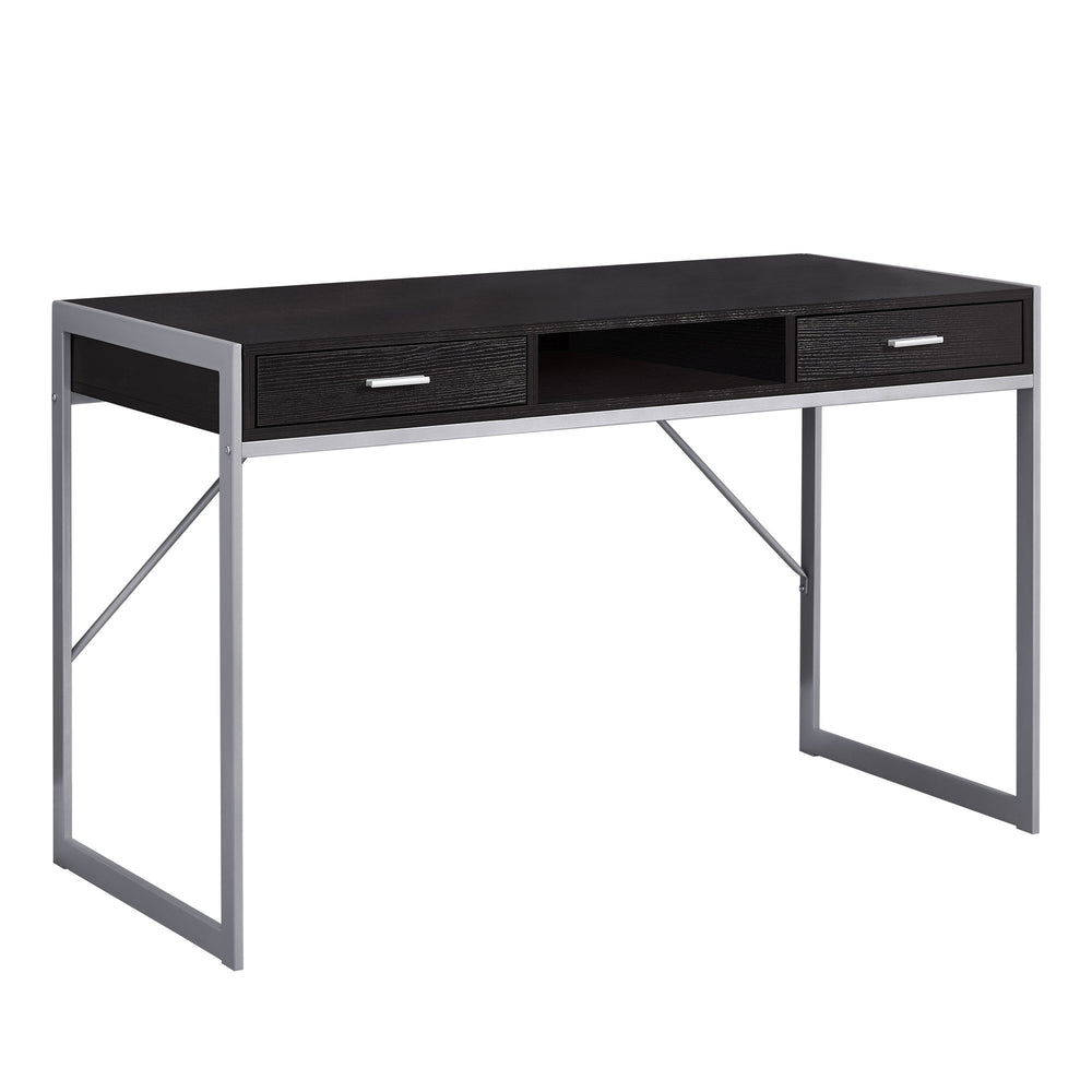 Homeroots 22" Dark Brown And Silver Computer Desk With Two Drawers Cappuccino,Silver  333488