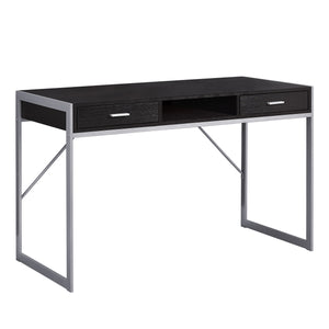 Homeroots 22" Dark Brown And Silver Computer Desk With Two Drawers Cappuccino,Silver  333488