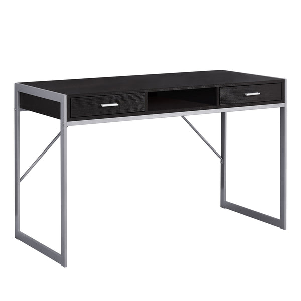 Homeroots 22" Dark Brown And Silver Computer Desk With Two Drawers Cappuccino,Silver  333488
