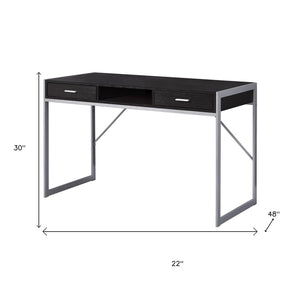 HomeRoots 22" Modern Computer Desk with Two Drawers for Stylish Home Office and Efficient Workspace Solutions Cappuccino,Silver 333488