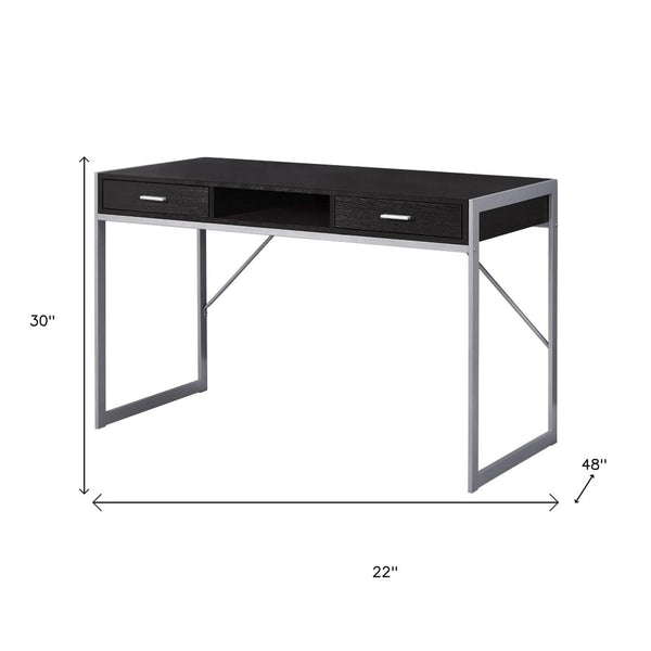 HomeRoots 22" Modern Computer Desk with Two Drawers for Stylish Home Office and Efficient Workspace Solutions Cappuccino,Silver 333488