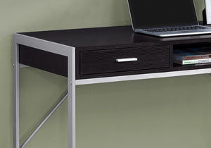 Homeroots 22" Dark Brown And Silver Computer Desk With Two Drawers Cappuccino,Silver  333488