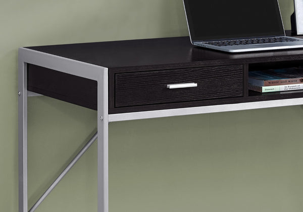 HomeRoots 22" Modern Computer Desk with Two Drawers for Stylish Home Office and Efficient Workspace Solutions Cappuccino,Silver 333488