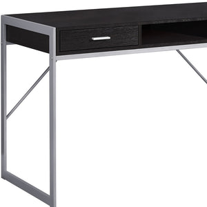 Homeroots 22" Dark Brown And Silver Computer Desk With Two Drawers Cappuccino,Silver  333488