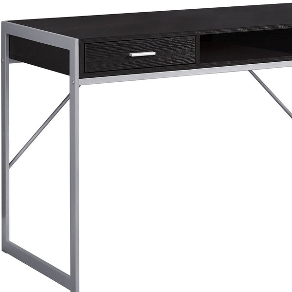 Homeroots 22" Dark Brown And Silver Computer Desk With Two Drawers Cappuccino,Silver  333488