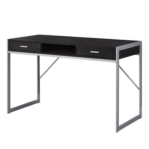 Homeroots 22" Dark Brown And Silver Computer Desk With Two Drawers Cappuccino,Silver  333488