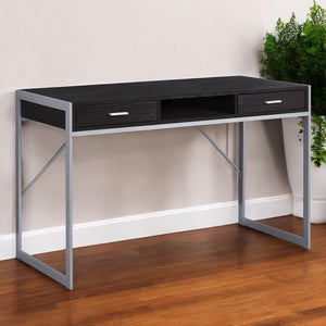 Homeroots 22" Dark Brown And Silver Computer Desk With Two Drawers Cappuccino,Silver  333488