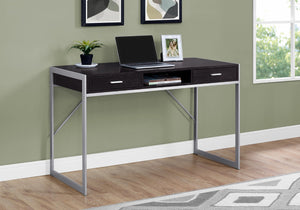 HomeRoots 22" Modern Computer Desk with Two Drawers for Stylish Home Office and Efficient Workspace Solutions Cappuccino,Silver 333488