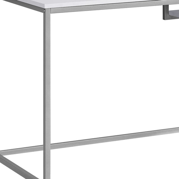 Homeroots 22" White And Silver Computer Desk White,Silver  333489