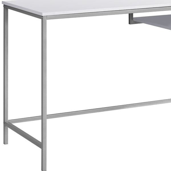 Homeroots 22" White And Silver Computer Desk White,Silver  333489