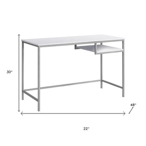 HomeRoots 22" Modern Computer Desk for Home Office - Sleek Design, Sturdy Base, Compact & Stylish Workspace Solution White,Silver 333489