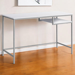 Homeroots 22" White And Silver Computer Desk White,Silver  333489