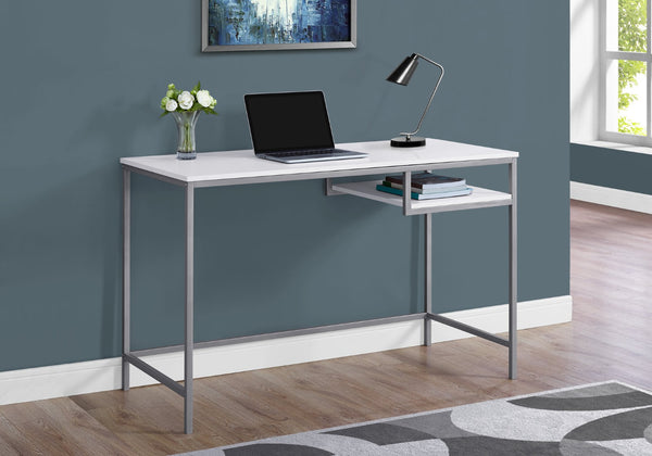 HomeRoots 22" Modern Computer Desk for Home Office - Sleek Design, Sturdy Base, Compact & Stylish Workspace Solution White,Silver 333489