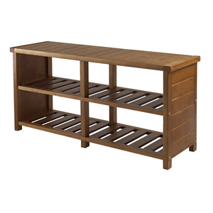 Winsome Wood Keystone Bench For Entryway, 2-tier Shoe Storage & Seating In Stylish Teak Finish – Organize Today! Teak Solid Wood 33348-winsome-wood