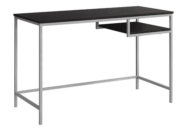 HomeRoots 22" Modern Computer Desk for Home Office - Sleek Design, Sturdy Base, Compact & Stylish Workspace Solution Cappuccino,Silver 333490
