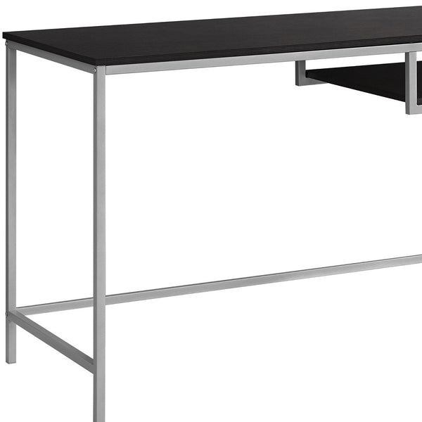 Homeroots 22" Dark Brown And Silver Computer Desk Cappuccino,Silver  333490