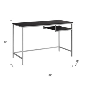HomeRoots 22" Modern Computer Desk for Home Office - Sleek Design, Sturdy Base, Compact & Stylish Workspace Solution Cappuccino,Silver 333490