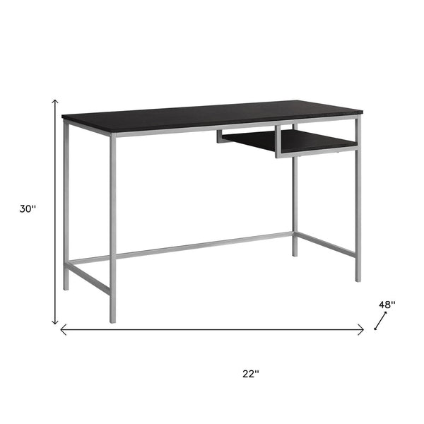 HomeRoots 22" Modern Computer Desk for Home Office - Sleek Design, Sturdy Base, Compact & Stylish Workspace Solution Cappuccino,Silver 333490
