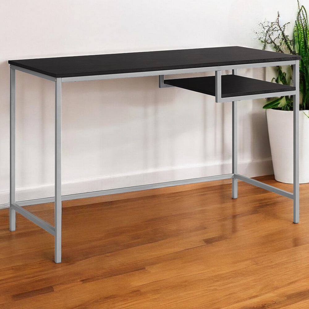 Homeroots 22" Dark Brown And Silver Computer Desk Cappuccino,Silver  333490