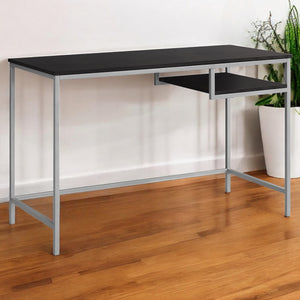 Homeroots 22" Dark Brown And Silver Computer Desk Cappuccino,Silver  333490