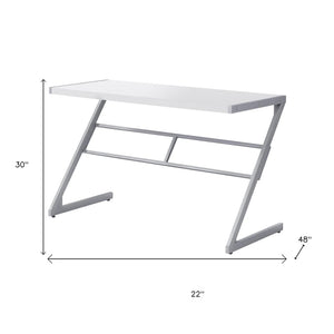 HomeRoots 22" Modern Computer Desk for Home Office – Stylish Workspace Solution with Durable Design & Compact Footprint White,Silver 333492