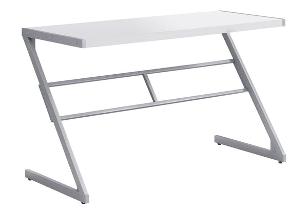 HomeRoots 22" Modern Computer Desk for Home Office – Stylish Workspace Solution with Durable Design & Compact Footprint White,Silver 333492