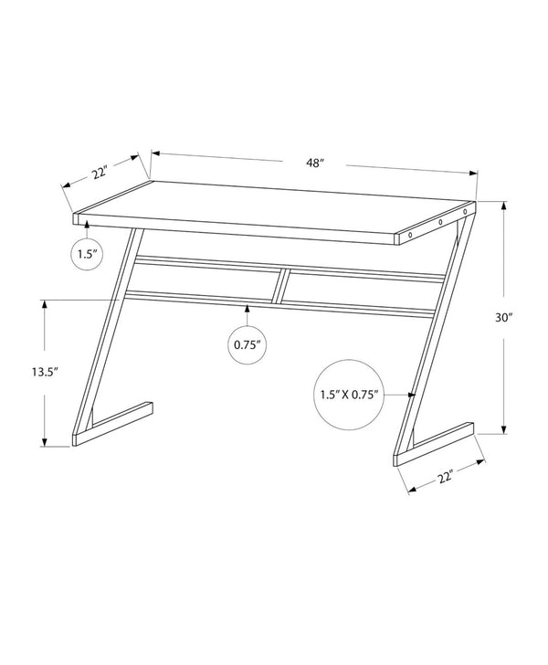 HomeRoots 22" Modern Computer Desk for Home Office – Stylish Workspace Solution with Durable Design & Compact Footprint White,Silver 333492