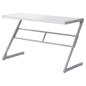 Homeroots 22" White And Silver Computer Desk White,Silver  333492