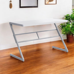 Homeroots 22" White And Silver Computer Desk White,Silver  333492