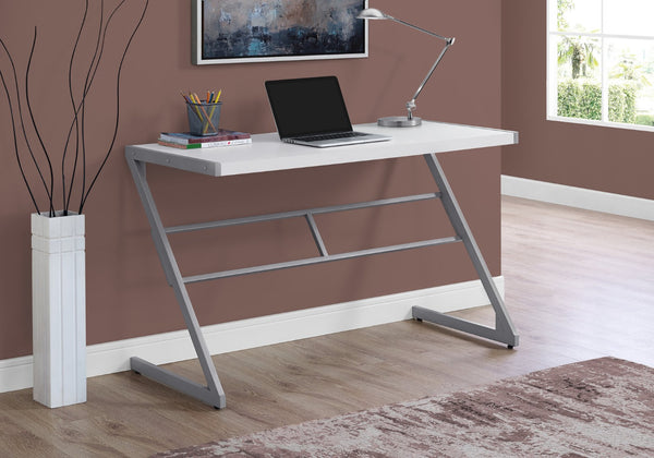 HomeRoots 22" Modern Computer Desk for Home Office – Stylish Workspace Solution with Durable Design & Compact Footprint White,Silver 333492