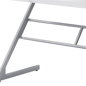 HomeRoots 22" Modern Computer Desk for Home Office – Stylish Workspace Solution with Durable Design & Compact Footprint White,Silver 333492