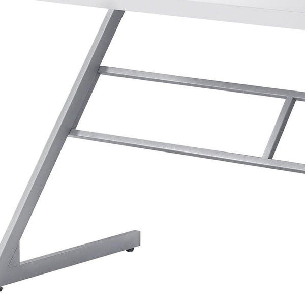 HomeRoots 22" Modern Computer Desk for Home Office – Stylish Workspace Solution with Durable Design & Compact Footprint White,Silver 333492